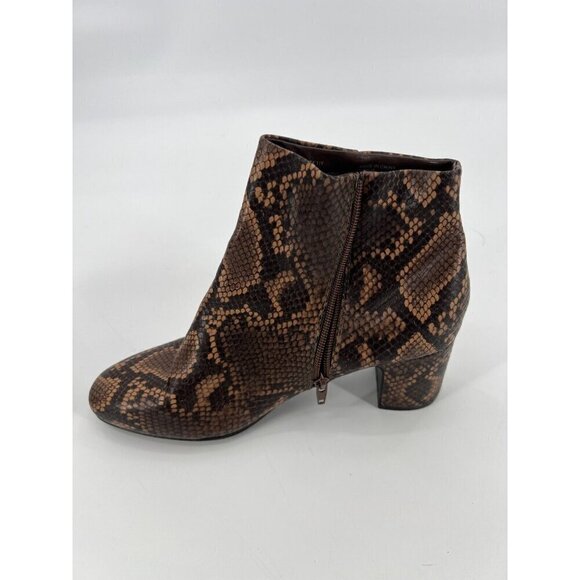 AK Anne Klein  Get it Women's Snake Skin Ankle Boots Brown Size 8.5 - Picture 2 of 10